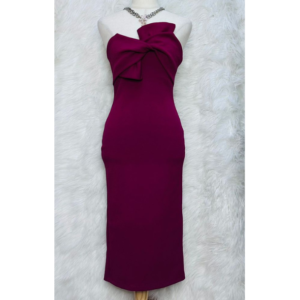 Preloved Strapless Maroon Dress Brand TOPSHOP