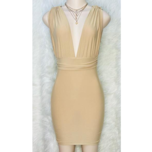 Preloved Nude V Neck Dress Brand KTOO
