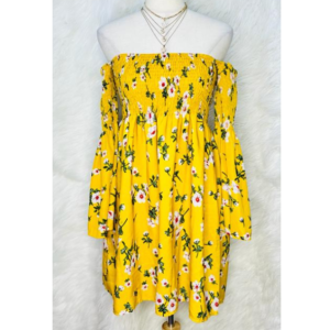 Preloved Yellow Floral Off Shoulder Dress 