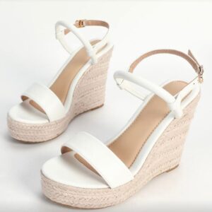White Boho Wedge Sandals
