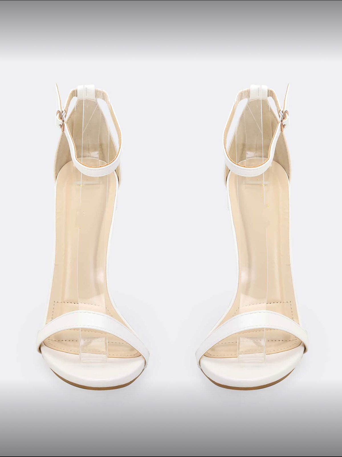 White Buckled Ankle Strap Heels - Image 2