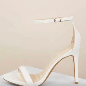 White Buckled Ankle Strap Heels