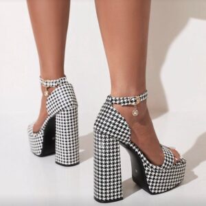 Houndstooth Pattern Platform Heels