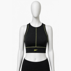 Black High Neck Racerback Sports Bra Brand: Rebook