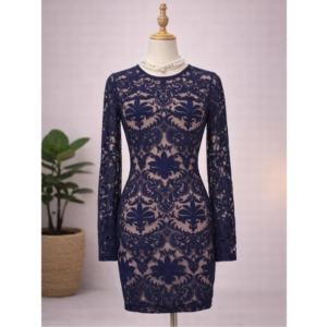 Long Sleeve Lace Illusion Valentina Open Back Mini Dress Brand: H&M