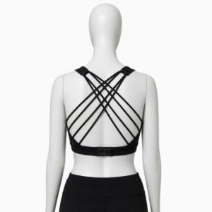 Black Multi Strap Criss-Cross Back Sports Bra