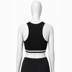Black High-Neck Sports Bra With Striped Band Brand: New Look