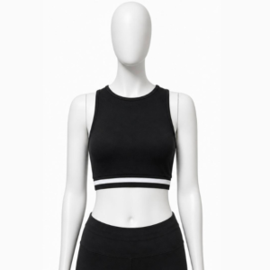 Black High-Neck Sports Bra With Striped Band Brand: New Look