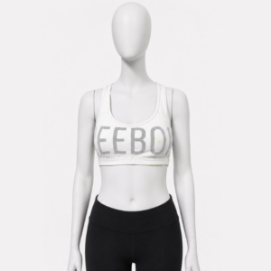 White Scoop Neck Sports Bra with Back Cutout Brand: Reebok