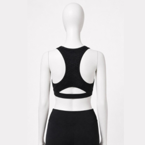 Black Mesh-Panel Sports Bra with Back Cutout Brand: Rebook