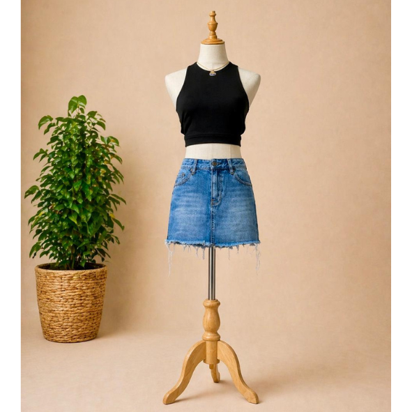 Classic Blue Denim A Line Mini Skirt Brand: Pull&Bear