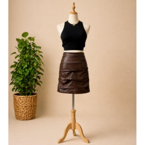 Brand New Coffee Brown Ruched Skirt by Bardot