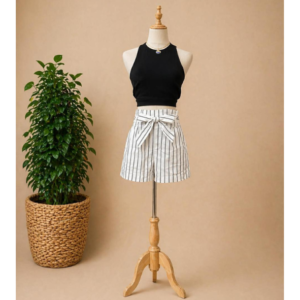 Picnic Striped Tie-Front Shorts Brand: LA Collection