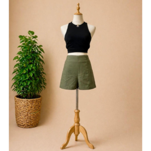 Olive Green A-Line High-Waisted Short Brand: Luvalot
